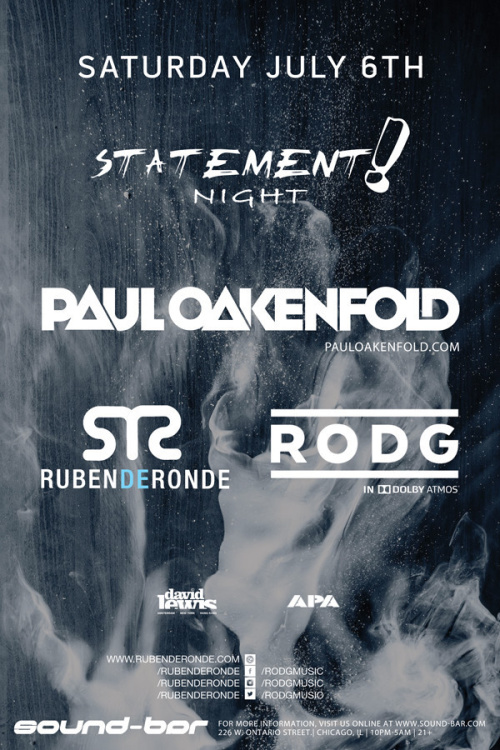 Paul Oakenfold, Ruben de Ronde + Rodg (in Dolby ATMOS) - Sound-Bar