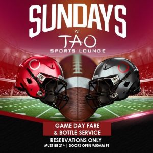 TAO SPORTS LOUNGE, Sunday, October 25th, 2020