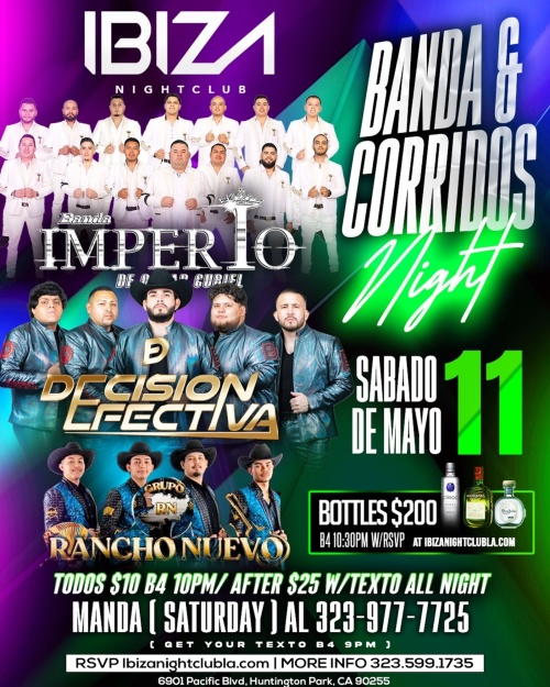 Banda and Corridos Night! - Ibiza Nightclub LA