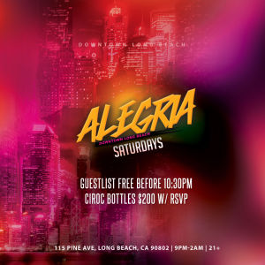 Alegria Saturday, Saturday, April 4th, 2020