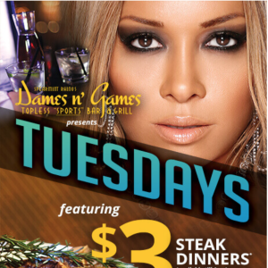 $3 Steaks Tuesdays, Tuesday, January 22nd, 2019