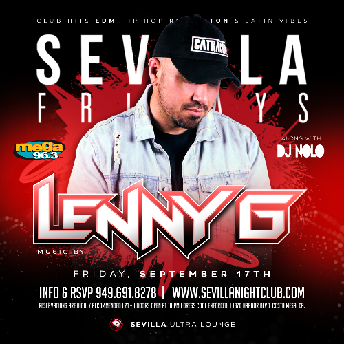 Event: SEVILLA FRIDAYS - DJ LENNY G in the Mix | Date: 2021-09-17