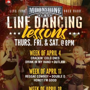 Line Dancing Lessons at Moonshine Flats, Thursday, April 18th, 2024