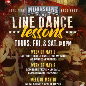 Line Dancing Lessons at Moonshine Flats, Thursday, May 2nd, 2024
