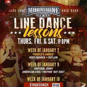 Line Dance Lessons at Moonshine Flats, Thursday, January 9th, 2025