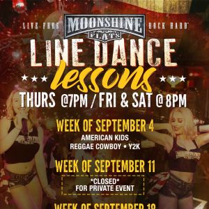 Line Dance Lessons at Moonshine Flats, Thursday, September 4th, 2025