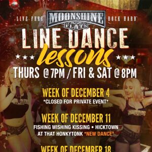 Line Dance Lessons at Moonshine Flats, Thursday, December 18th, 2025