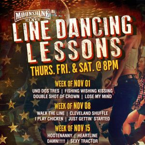 Line Dancing Lessons at Moonshine Flats, Thursday, November 29th, 2018