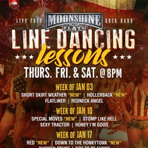 Line Dancing Lessons at Moonshine Flats, Thursday, January 24th, 2019