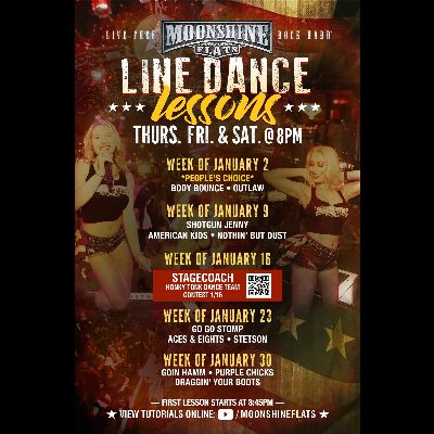 Line Dance Lessons at Moonshine Flats, Thursday, January 9th, 2025