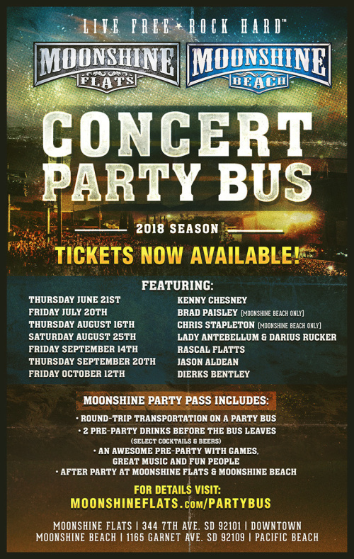 Moonshine FLATS- Party Bus to Kenny Chesney with Old Dominion - Moonshine Flats