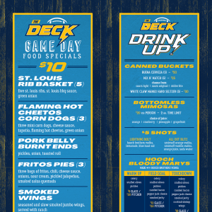 Football Sunday at The Deck at Moonshine Flats, Sunday, December 12th, 2021