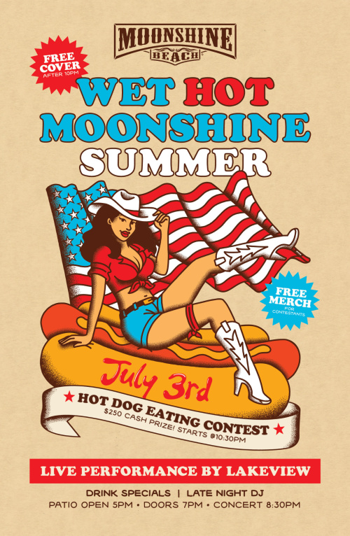3rd of July Wet Hot Moonshine Summer + Hot Dog Eating Contest at Moonshine Beach - Moonshine Beach