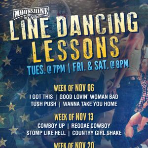 Line Dancing Lessons at Moonshine Beach, Tuesday, November 13th, 2018