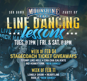 Taco Tuesday and Line Dancing Lessons at Moonshine Beach, Tuesday, February 18th, 2020
