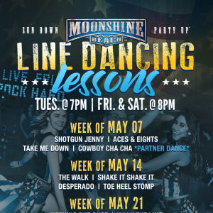 Line Dancing Lessons at Moonshine Beach, Tuesday, May 21st, 2019