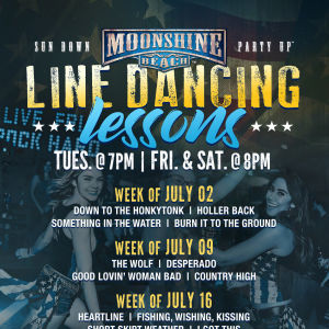Line Dancing Lessons at Moonshine Beach, Tuesday, July 16th, 2019