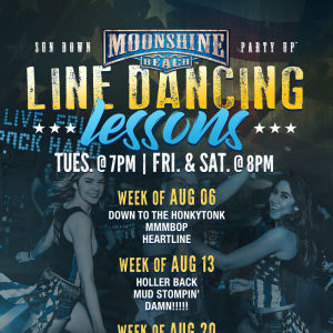 Taco Tuesday and Line Dancing Lessons at Moonshine Beach, Tuesday, August 20th, 2019
