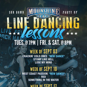 Taco Tuesday and Line Dancing Lessons at Moonshine Beach, Tuesday, September 17th, 2019