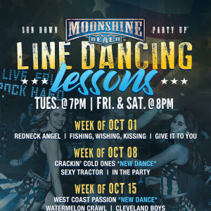 Taco Tuesday and Line Dancing Lessons at Moonshine Beach, Tuesday, October 15th, 2019