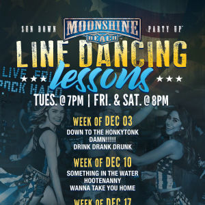 Taco Tuesday and Line Dancing Lessons at Moonshine Beach, Tuesday, December 10th, 2019
