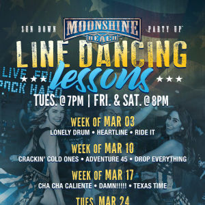 Taco Tuesday and Line Dancing Lessons at Moonshine Beach, Tuesday, March 31st, 2020