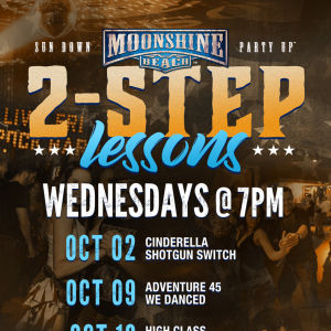 Wild Country Wednesdays and 2-Step Lessons at Moonshine Beach, Wednesday, October 16th, 2019