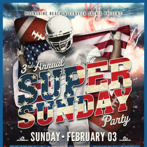 3rd Annual Super Sunday Party at Moonshine Beach and Cerveza Jack's, Sunday, February 3rd, 2019