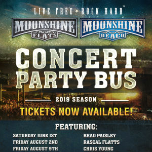 Party Bus to Brad Paisley, Chris Lane and Riley Green from Moonshine BEACH, Saturday, June 1st, 2019