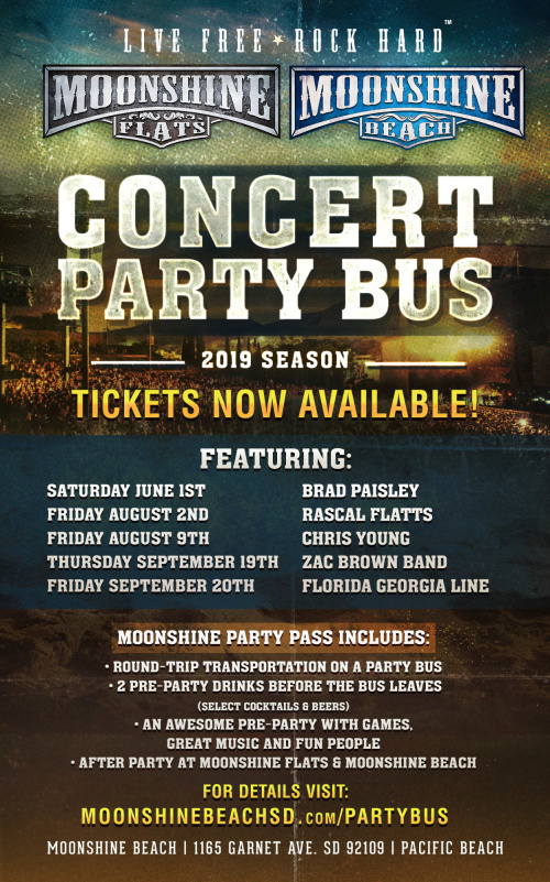 Party Bus to Brad Paisley, Chris Lane and Riley Green from Moonshine BEACH - Moonshine Beach