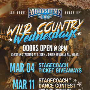Wild Country Wednesdays at Moonshine Beach, Wednesday, April 1st, 2020