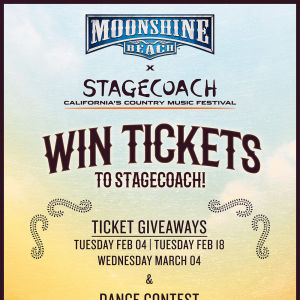 Stagecoach Giveaway at Moonshine Beach, Wednesday, March 4th, 2020