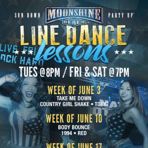 Line Dance Lessons at Moonshine Beach, Tuesday, June 10th, 2025
