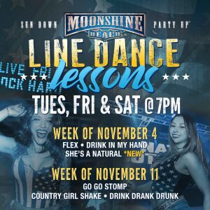 Line Dance Lessons at Moonshine Beach, Tuesday, November 4th, 2025