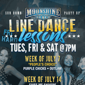 Line Dance Lessons at Moonshine Beach, Tuesday, June 30th, 2026