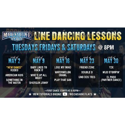 Line Dancing Lessons at Moonshine Beach, Tuesday, June 13th, 2023