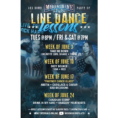 Line Dance Lessons at Moonshine Beach, Tuesday, June 17th, 2025