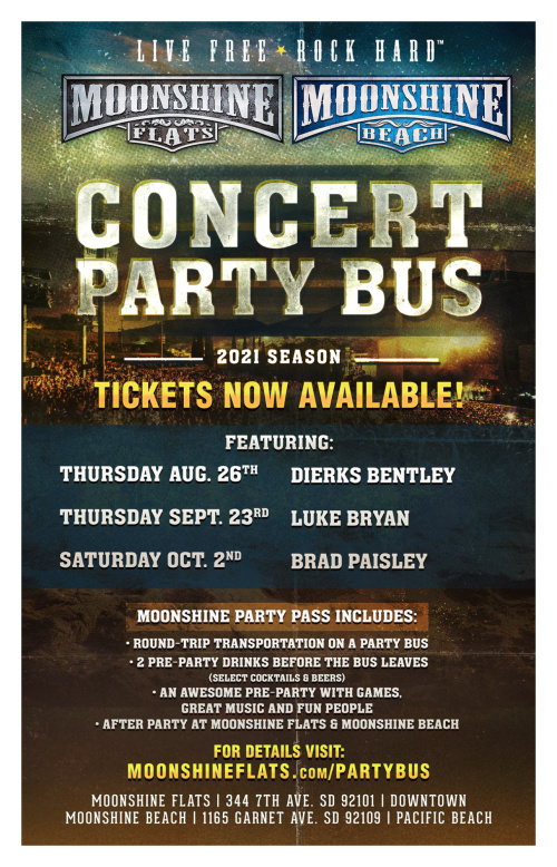 Dierks Bentley Concert Party Bus from Moonshine Beach - Moonshine Beach