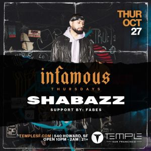 Infamous Thursdays w/ Shabazz @ LVL 55, Thursday, October 27th, 2022