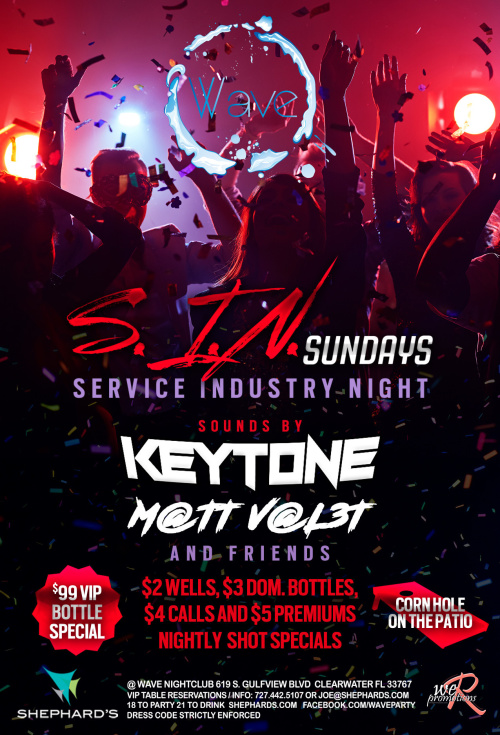 S.I.N. Sundays (Service Industry Night) - Wave Nightclub