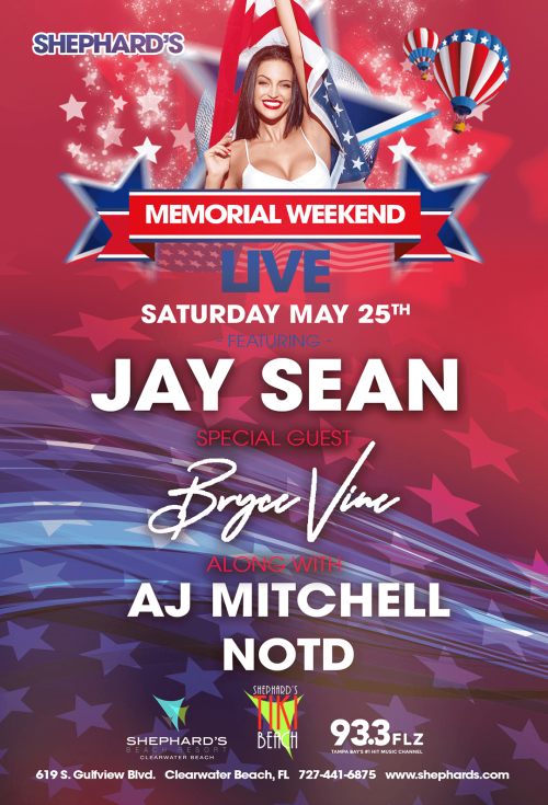 Jay Sean, Bryce Vine, AJ Mitchell, NOTD at Shephard's Memorial Day Weekend Party 2019 - Tiki Beach