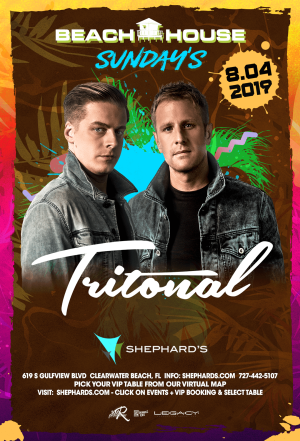 Tritonal at Beach House Sundays, Sunday, August 4th, 2019