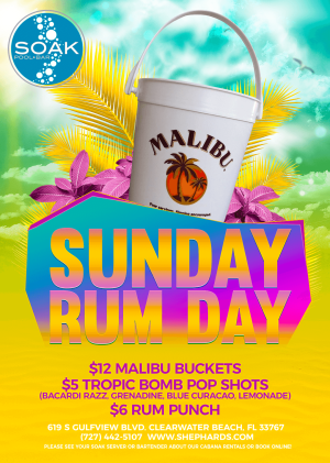 Sunday Rum Day at Soak Pool Bar, Sunday, August 2nd, 2020
