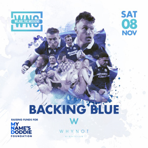 Flyer: WhyNot Saturdays - Backing Blue
