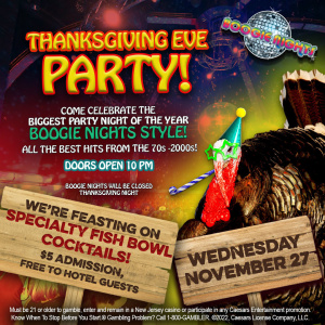 Flyer: Boogie Nights - Thanksgiving Eve Party