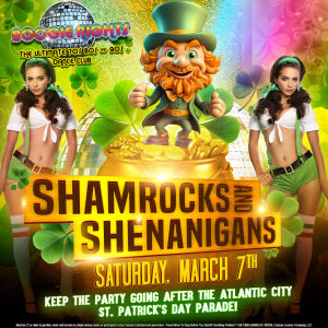 Flyer: Boogie Nights - Shamrocks and Shenanigans