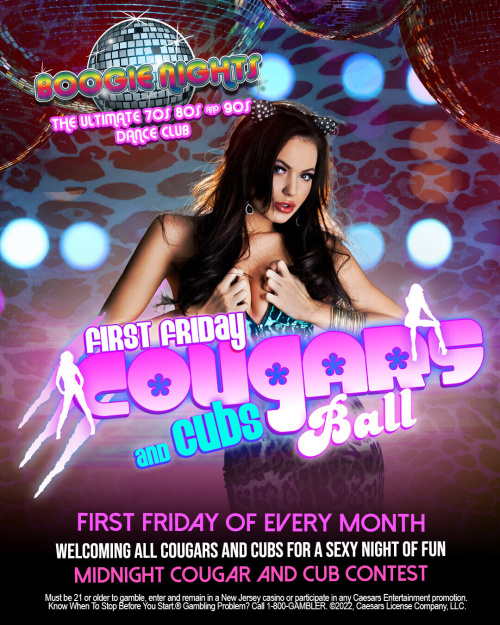 Boogie Nights - Cougars and Cubs Ball - Flyer