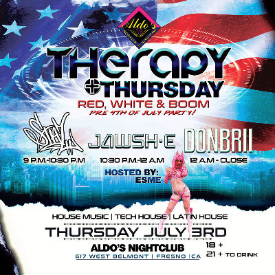Therapy Thursday (PRE 4TH OF JULY PARTY), Thursday, July 3rd, 2025