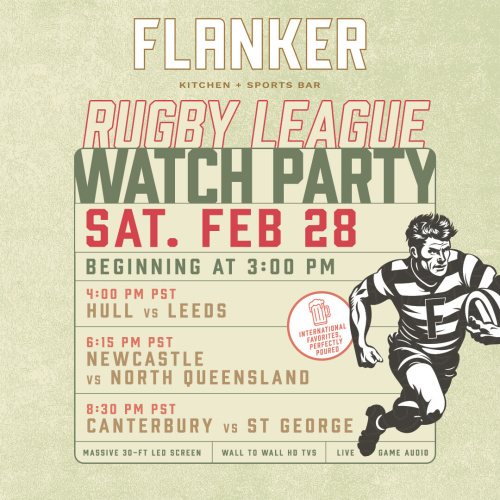 Rugby League Watch Party - Flyer