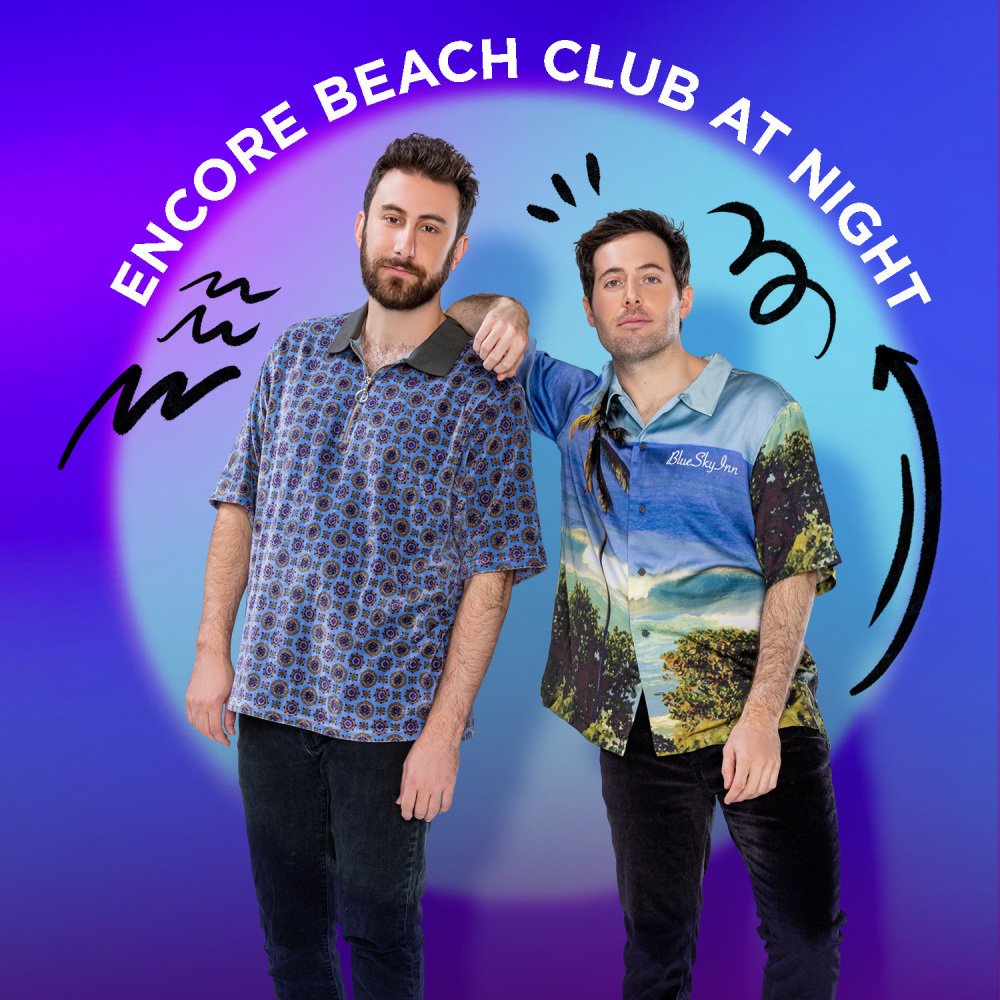 Two Friends at Encore Beach Club At Night Las Vegas thumbnail